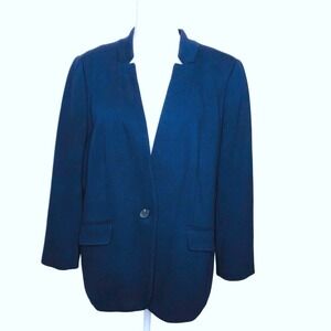 Talbots Petite Navy Blue Blazer Jacket Single‎ Button Pockets Lined